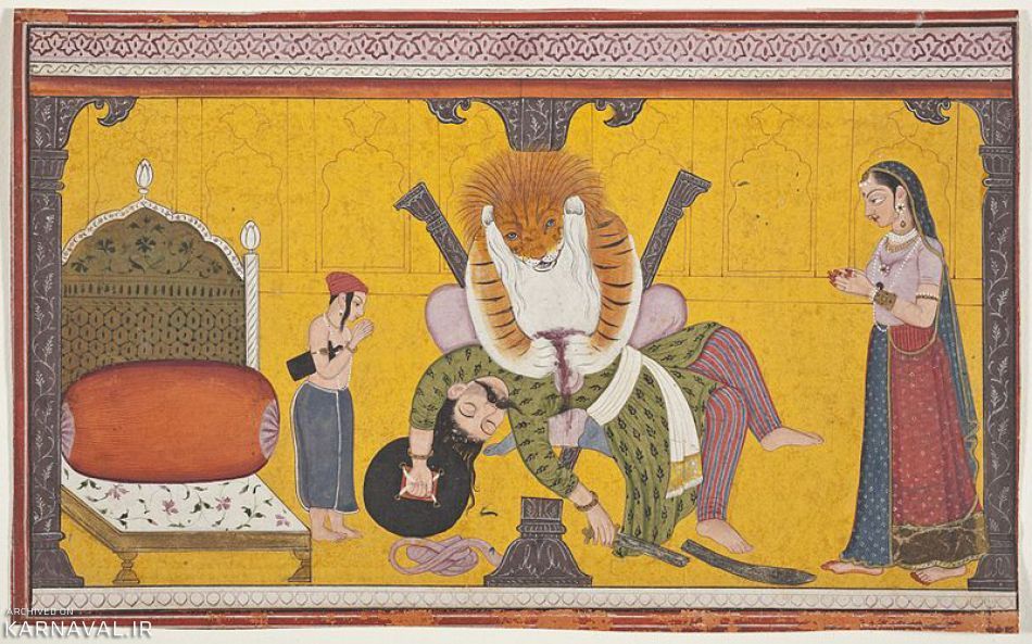 نقشی از کشته شدن هیرانیاکاشیپو توسط ناراسیما | Photo by : Unknown