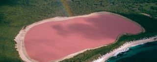 تصویر هوایی از دریاچه صورتی هیلیر تصویر هوایی از دریاچه صورتی هیلیر