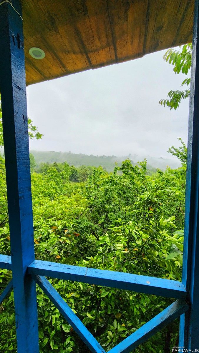 کلبه چوبی سنتی تراس دار ، در دل جنگل